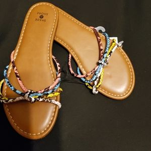 New Women's Shade & Shore Eliza Multicolor Slip-on Sandals